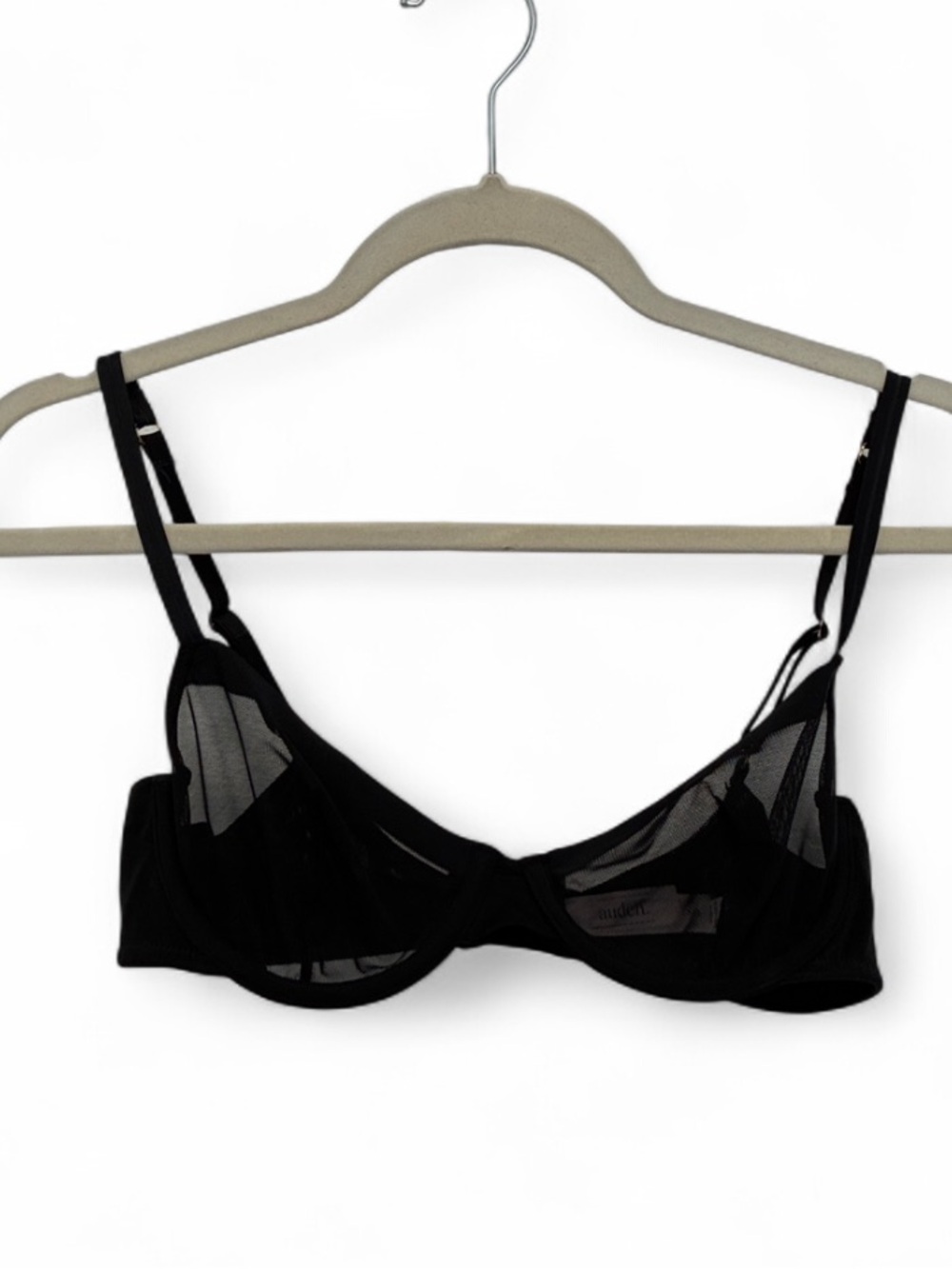 Auden Unlined Demi Coverage Sheer Underwire Bra - Black